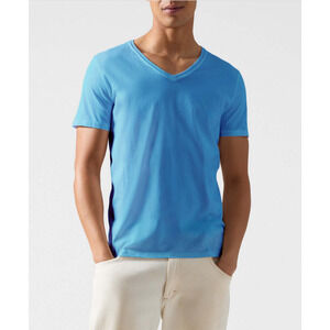 ATM Anthony Thomas Melillo Classic Jersey V-Neck Tee Aegean Blue Size XXL 3687